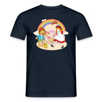 Alice Im Wunderland und Pinocchio Auf Abenteuer - Männer T-Shirt - Navy - Vorne - AI Model Male 178 light (178cm)