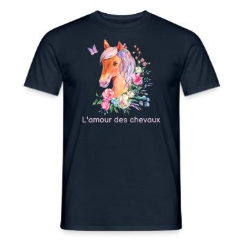 Love Horses or I Can't I Have Horse - Men's T-Shirt - navy - Front - AI Model Male 178 light (178cm)