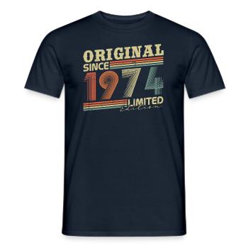Original depuis 1974 Vintage cadeau d’anniversaire - T-shirt homme - marine - Devant - AI Model Male 178 light (178cm)