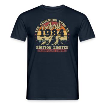 Vintage April 1984 Retro Birthday Gift - Men's T-Shirt - navy - Front - AI Model Male 178 light (178cm)