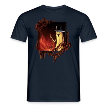 "The Fruitful Defender: Bayana Fawkes" - Männer T-Shirt - Navy - Vorne - AI Model Male 178 light (178cm)