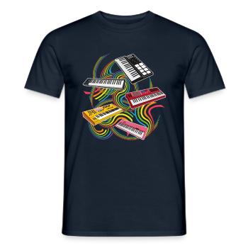 Clavier synthétiseur piano - T-shirt homme - marine - Devant - AI Model Male 178 light (178cm)