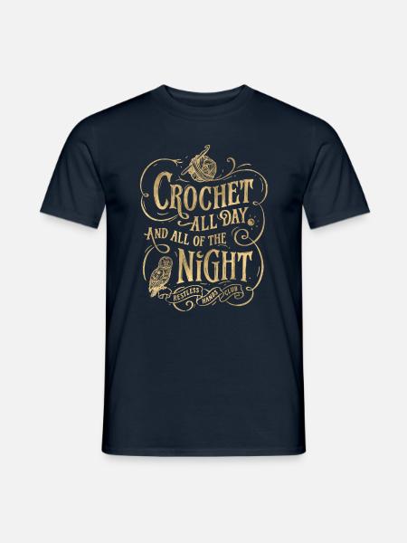 CROCHET ALL NIGHT/ Gold - Men's T-Shirt - navy