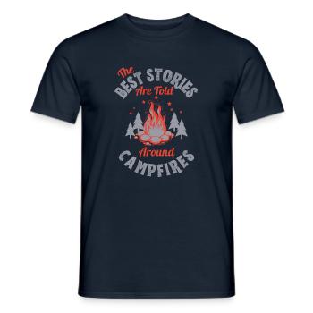Les meilleures histoires sont racontées autour des feux de camp - T-shirt homme - marine - Devant - AI Model Male 178 light (178cm)