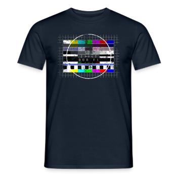 DDR Testbild Color look utilisé - années 80 - T-shirt homme - marine - Devant - AI Model Male 178 light (178cm)