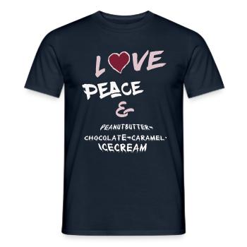 Love Peace and Peanutbutter-chocolate-icecream - Männer T-Shirt - Navy - Vorne - AI Model Male 178 light (178cm)