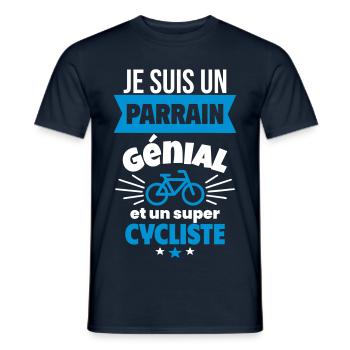 Parrain génial et super cycliste Vélo Cyclisme - T-shirt homme - marine - Devant - AI Model Male 178 light (178cm)