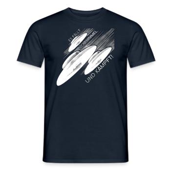 Haunebu - Es fällt vom Himmel und kämpft! - Weiß - Männer T-Shirt - Navy - Vorne - AI Model Male 178 light (178cm)