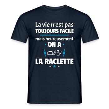 La vie n'est pas toujours facile, raclette - T-shirt homme - marine - Devant - AI Model Male 178 light (178cm)