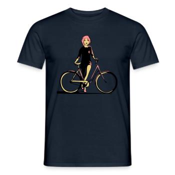 fahrrad mädchen cool - Männer T-Shirt - Navy - Vorne - AI Model Male 178 light (178cm)