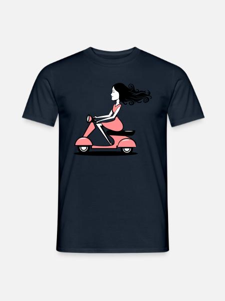 motorroller fahren frau girl - Männer T-Shirt - Navy