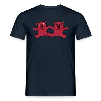 2 friends team couple sitting friendly small child - Men's T-Shirt - navy - Front - AI Model Male 178 light (178cm)