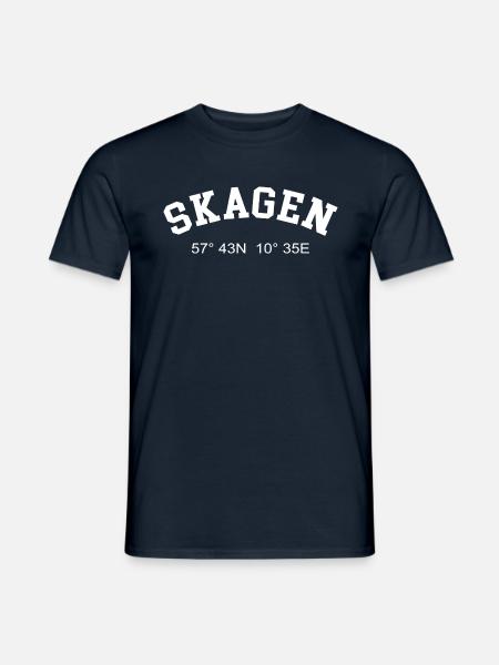 Skagen Dänemark Koordinaten GPS Hafen Kapitän - Männer T-Shirt - Navy