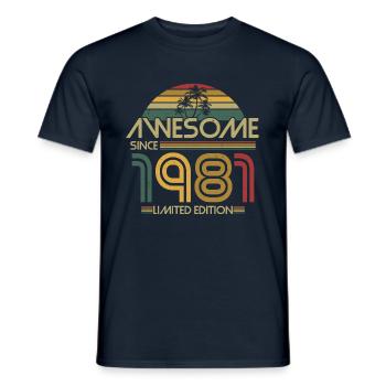 Né en 1981 Retro 1981 Gift - T-shirt homme - marine - Devant - AI Model Male 178 light (178cm)