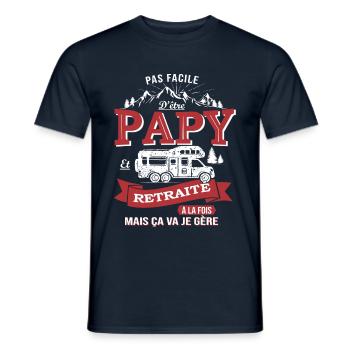 Opa Camping Auto Rückzug - Männer T-Shirt - Navy - Vorne - AI Model Male 178 light (178cm)