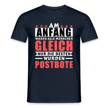 Am Anfang waren alle gleich - Postbote Edition - Männer T-Shirt - Navy - Vorne - AI Model Male 178 light (178cm)