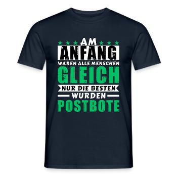 Am Anfang waren alle gleich - Postbote Edition - Männer T-Shirt - Navy - Vorne - AI Model Male 178 light (178cm)