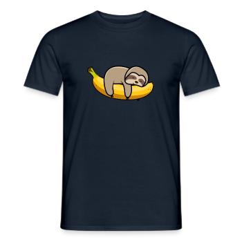 Sloth lazy and tired on banana - Men's T-Shirt - navy - Front - AI Model Male 178 light (178cm)