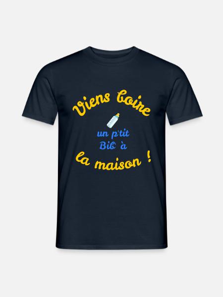 Viens un p'tit bib' à la maison - T-shirt homme - marine