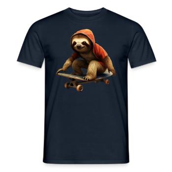 Paresseux de patinage en sweat à capuche orange grunge - T-shirt homme - marine - Devant - AI Model Male 178 light (178cm)