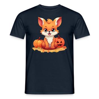 Halloween Autumn: Foxes in the Foliage - Men's T-Shirt - navy - Front - AI Model Male 178 light (178cm)