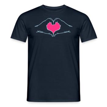 Hände in Herzform - Männer T-Shirt - Navy - Vorne - AI Model Male 178 light (178cm)