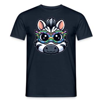 Mardi Gras Zebra: Maskenpracht und Perlen - Männer T-Shirt - Navy - Vorne - AI Model Male 178 light (178cm)
