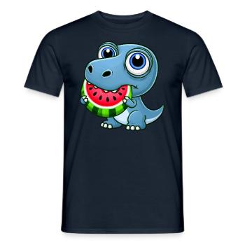 T-Rex Dinosaur with Melon Summer Cartoon - Men's T-Shirt - navy - Front - AI Model Male 178 light (178cm)