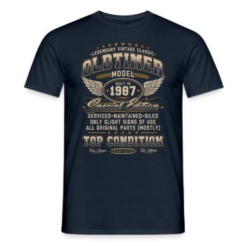 Oldtimer Baujahr 1987 Jahrgang Geburtstag Geschenk - Männer T-Shirt - Navy - Vorne - AI Model Male 178 light (178cm)
