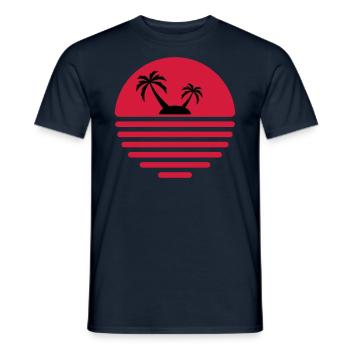 81 Soleil île de la mer palmiers - T-shirt homme - marine - Devant - AI Model Male 178 light (178cm)