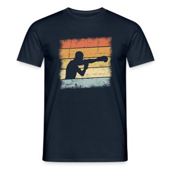 Boxer Retro - Männer T-Shirt - Navy - Vorne - AI Model Male 178 light (178cm)