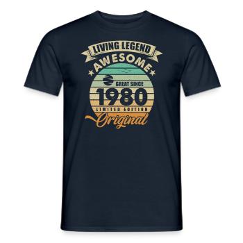 1980 Anniversaire Retro Orginal - T-shirt homme - marine - Devant - AI Model Male 178 light (178cm)