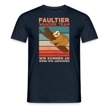 Faultier Wanderteam - Männer T-Shirt - Navy - Vorne - AI Model Male 178 light (178cm)