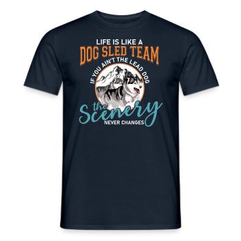 Schlittenhunde und Schlitten Fahren Team - Männer T-Shirt - Navy - Vorne - AI Model Male 178 light (178cm)