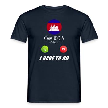 Le Cambodge appelle le slogan du drapeau Lusiger - T-shirt homme - marine - Devant - AI Model Male 178 light (178cm)