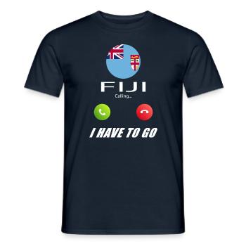 Fiji calls to Lusiger flags saying - Men's T-Shirt - navy - Front - AI Model Male 178 light (178cm)