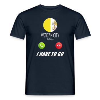 La Cité du Vatican appelle les drapeaux lusiger en disant - T-shirt homme - marine - Devant - AI Model Male 178 light (178cm)