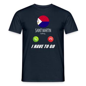 St. Martin ruft an Lusiger Flaggen Spruch - Männer T-Shirt - Navy - Vorne - AI Model Male 178 light (178cm)