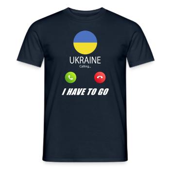 Ukraine ruft an Lusiger Flaggen Spruch - Männer T-Shirt - Navy - Vorne - AI Model Male 178 light (178cm)