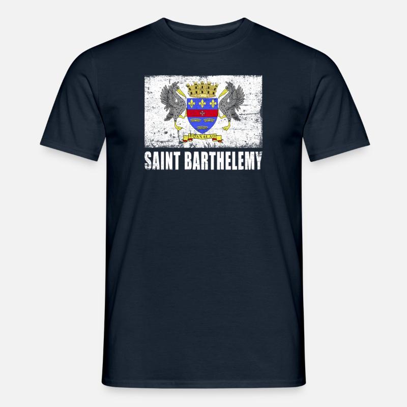 Saint Barthélemy Flagge - Männer T-Shirt - Navy