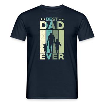 Best Father Of All Time Retro Two Kids Best - Men's T-Shirt - navy - Front - AI Model Male 178 light (178cm)