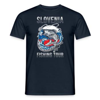 Tour de pêche - Slovénie - T-shirt homme - marine - Devant - AI Model Male 178 light (178cm)