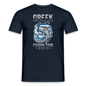 Excursion de pêche grecque 2022 - T-shirt homme - marine - Devant - AI Model Male 178 light (178cm)