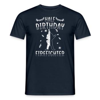 Demi-année 6 mois anniversaire pompier - T-shirt homme - marine - Devant - AI Model Male 178 light (178cm)