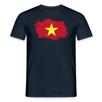 Vietnam Flagge Grunge Vietnam Fahne - Männer T-Shirt - Navy - Vorne - AI Model Male 178 light (178cm)