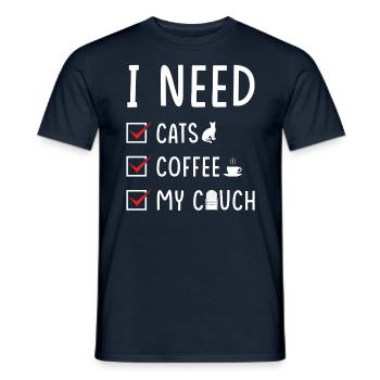 katzen Kaffee Couch - Männer T-Shirt - Navy - Vorne - AI Model Male 178 light (178cm)