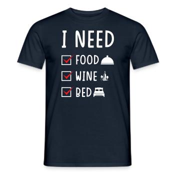 Food Wine Bed - Men's T-Shirt - navy - Front - AI Model Male 178 light (178cm)