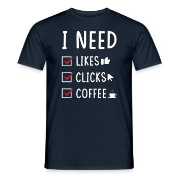 Social Media Likes Clicks Coffee - Men's T-Shirt - navy - Front - AI Model Male 178 light (178cm)