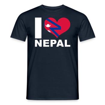 J’adore le drapeau du cœur du Népal - T-shirt homme - marine - Devant - AI Model Male 178 light (178cm)