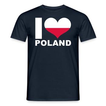 I love Poland heart flag Poland - Men's T-Shirt - navy - Front - AI Model Male 178 light (178cm)
